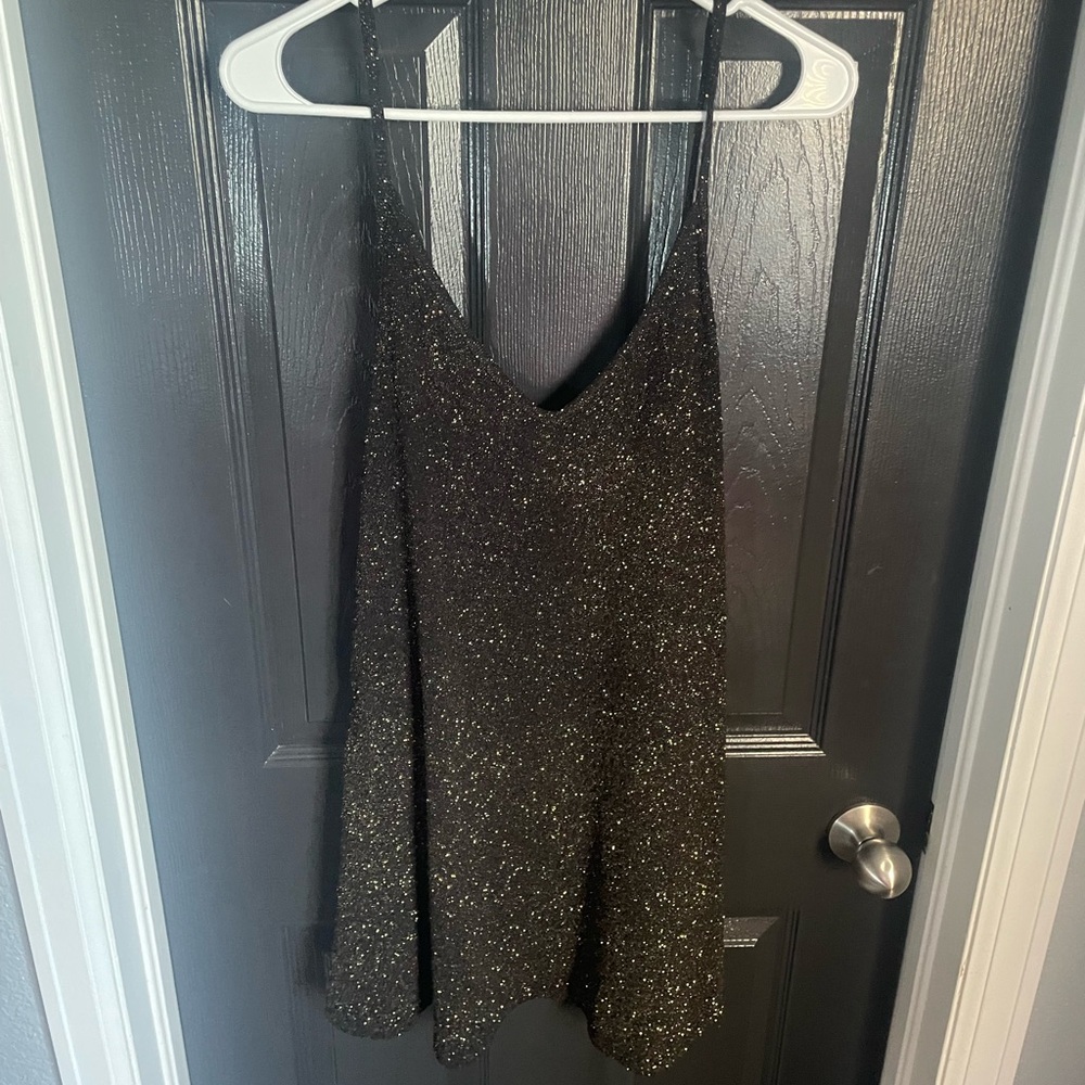 Audrey 3+1 Black and Gold Glitter Dress